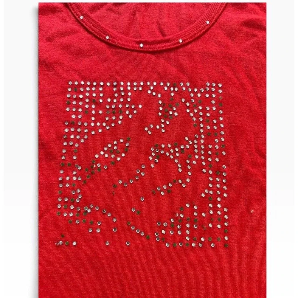 Rocawear Bedazzled Ribbed Tank Top Women's Large Red Y2K It Girl
